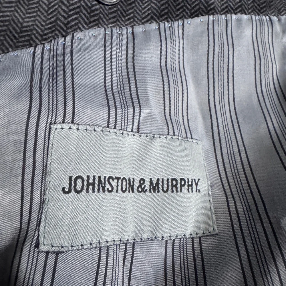 Johnston & Murphy Blazer Mens XXL Charcoal Gray Herringbone‎ Velvet Sport Coat